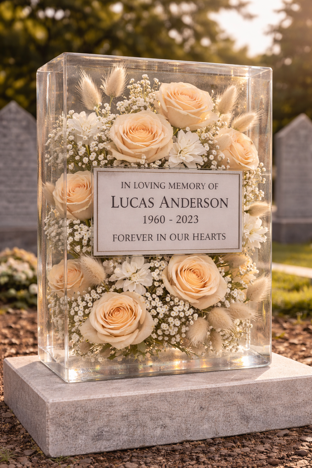 Памятники из эпоксидной смолы и цветов