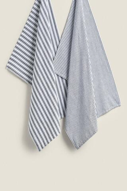 ZARA HOME ПОЛОСАТОЕ ПОЛОТЕНЦЕ 2ШТ, СЕРЫЙ