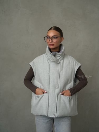 Серый пуховик-трансформер на молнии