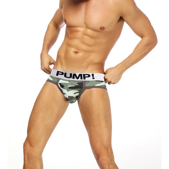 Мужские трусы брифы камуфляжные с серой каймой PUMP! PU141