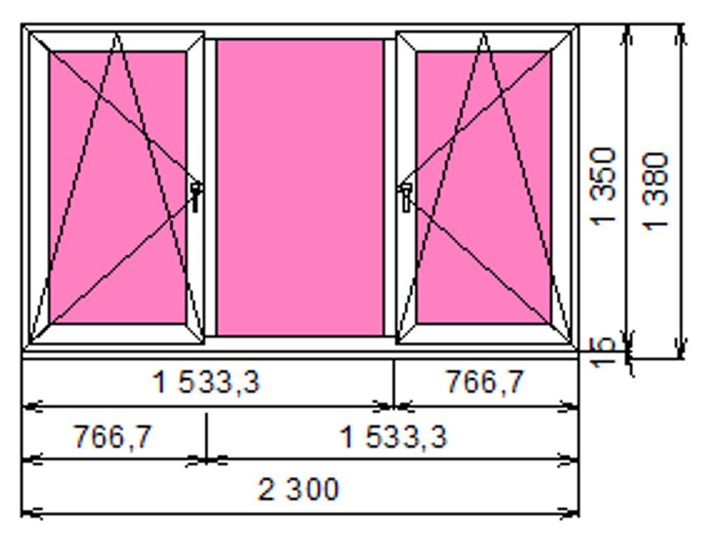 Пластиковое окно 1350 х 2300 ТермА Эко