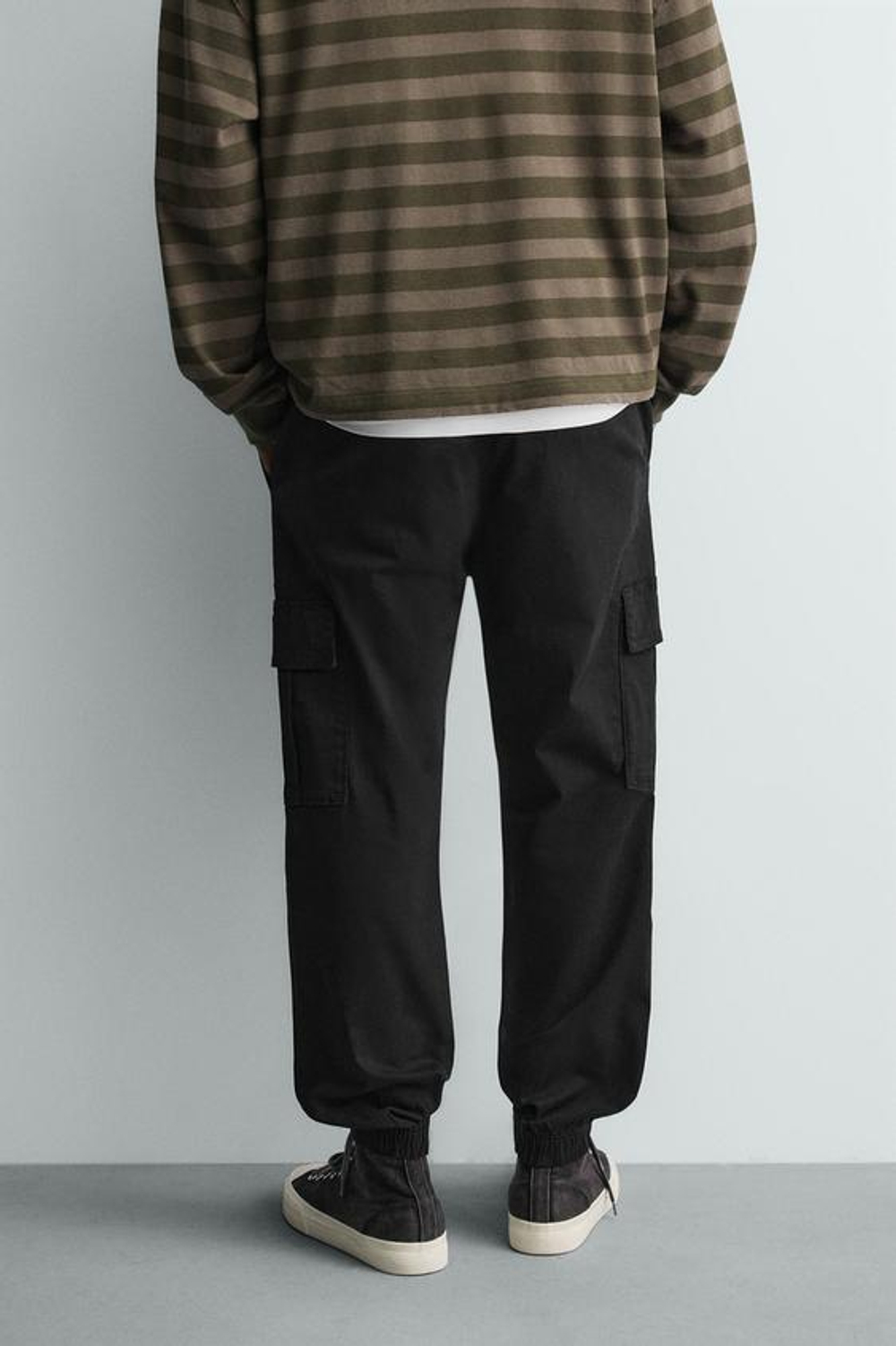 ZARA БРЮКИ КАРГО SLIM FIT, ЧЕРНЫЙ