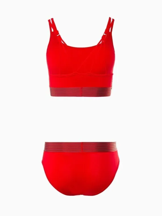 Комплект женский (топ с тонкими лямками, трусы), цвет красный МИКС, размер 44-46