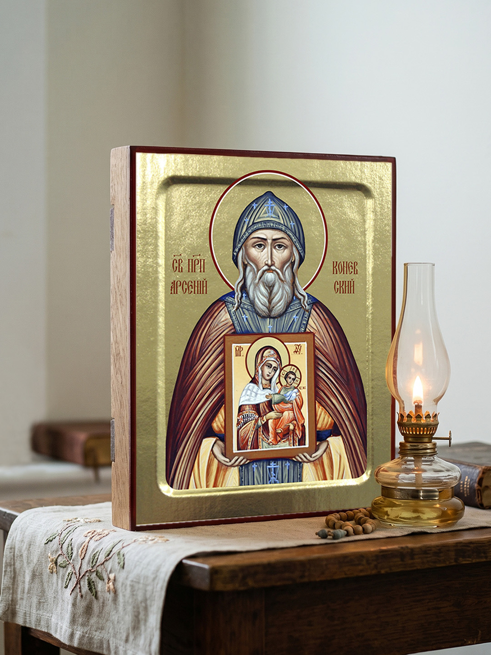 Икона Арсений Коневский, св. праведного, на дереве: 125 х 160 (Синопсисъ)