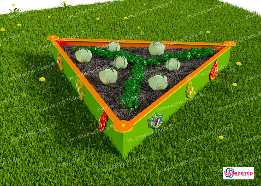 Вечная треугольная декоративная грядка из экопластика