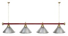 Лампа STARTBILLIARDS 4 пл. (плафоны коричневые,штанга голубая,фурнитура золото)