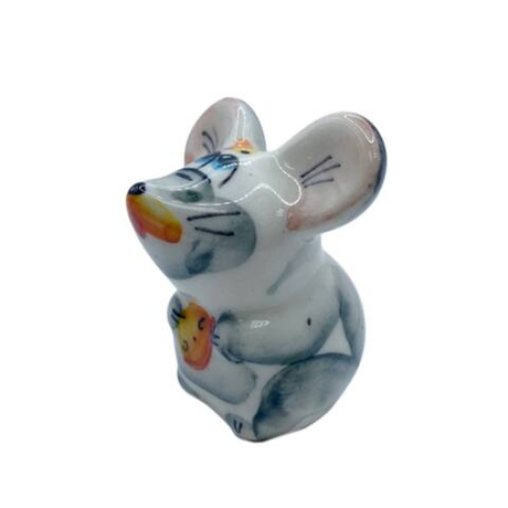 Фигурка Мышонок малый цветная гжель