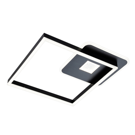 Потолочный светодиодный светильник с подсветкой 80Вт, 5620лм, 3000-6000K, Ra>80, плавная регулировка мощности, изменение цветовой температуры, ночник, пульт, металл/акрил, черный/белый