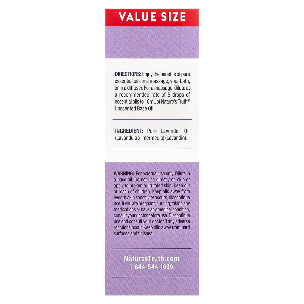 Nature's Truth, Чистое эфирное масло, омолаживающая лаванда, 59 мл (2 жидк. унц.)