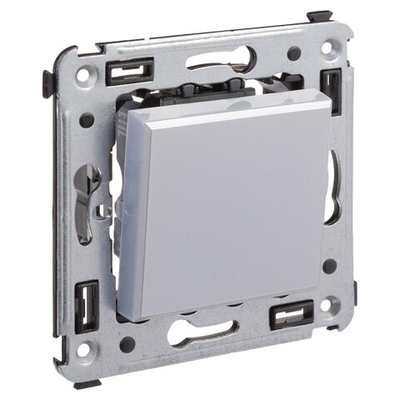 Переключатель одноклавишный в стену, "Avanti", "Закаленная сталь"