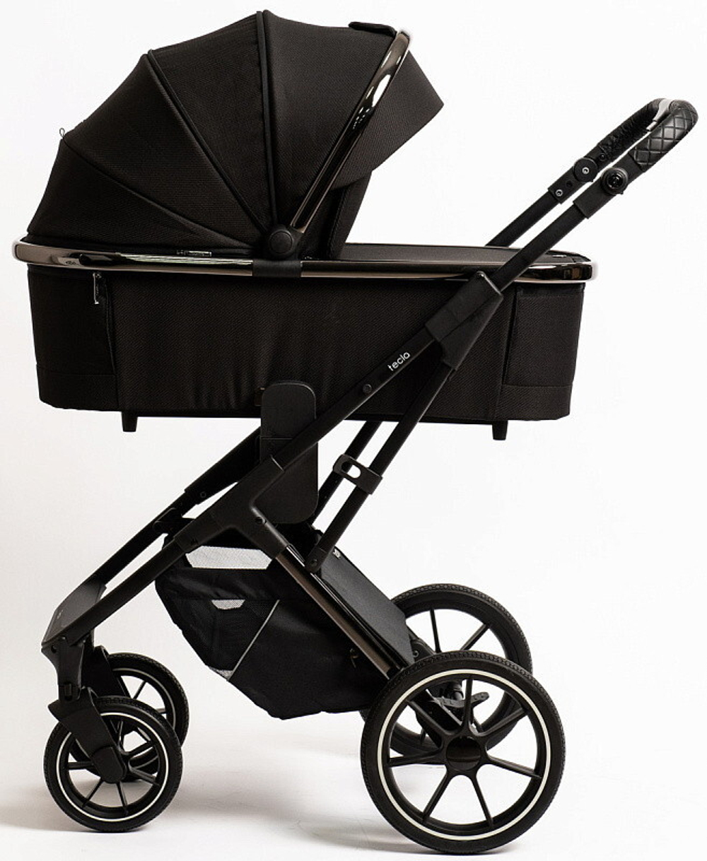Детская коляска Peppy Tecla 3 в 1 с автокреслом Verona Black Shadow Black Chrome Edition Черный