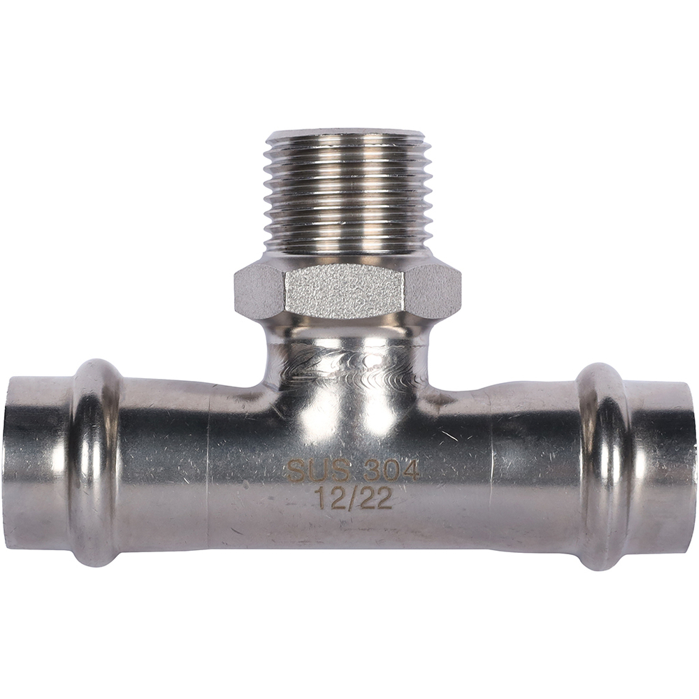 ROMMER Тройник с НР 18x1/2" из нержавеющей стали прессовой