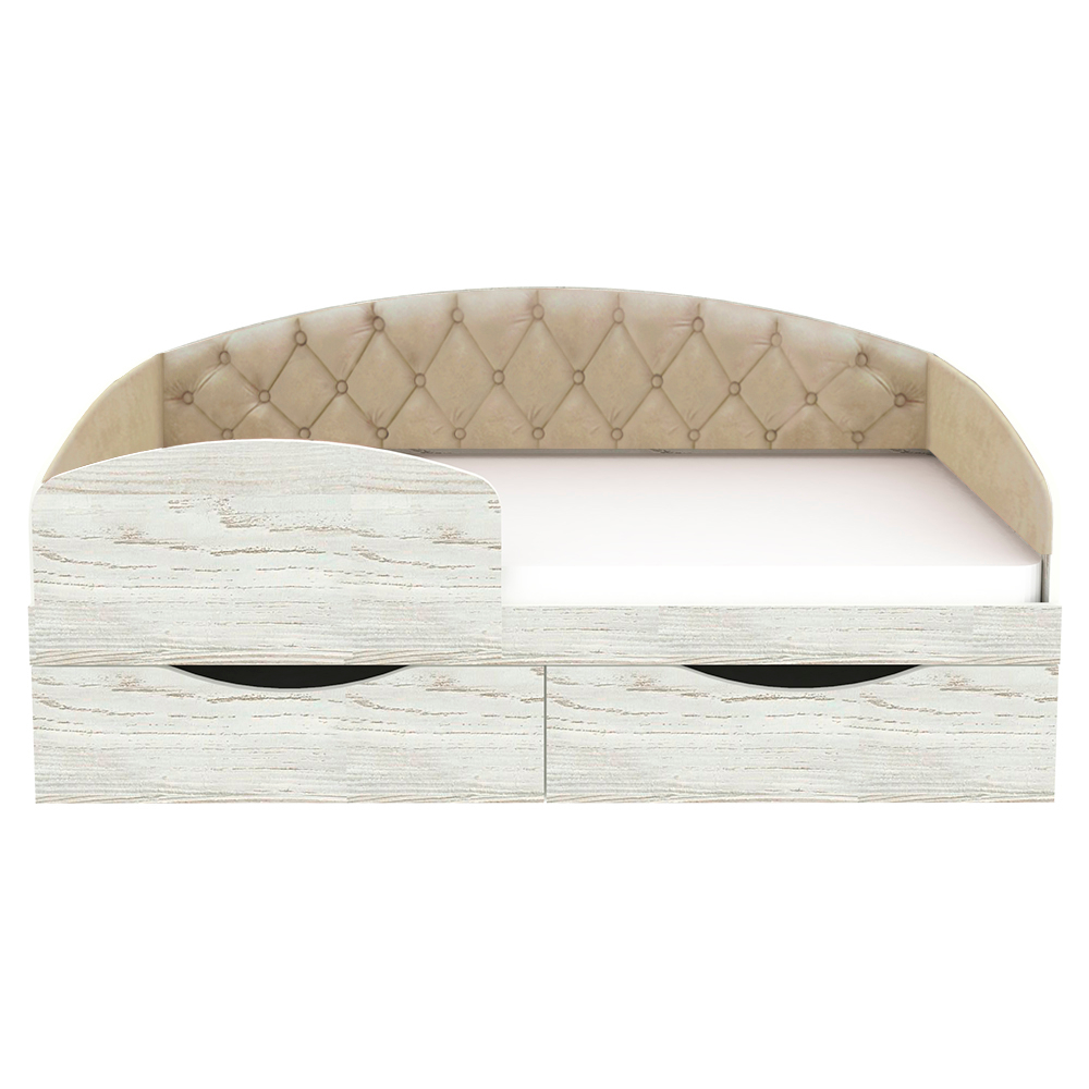 Кровать односпальная КарИВи Беллуччи с каретной стяжкой 80x160 Винтерберг Беж