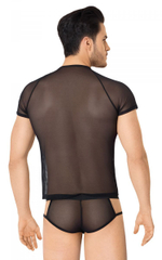 Эффектный полупрозрачный мужской комплект из сетки