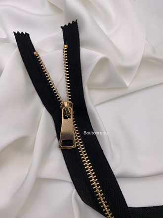 Молния черная золото с массивным бегунком