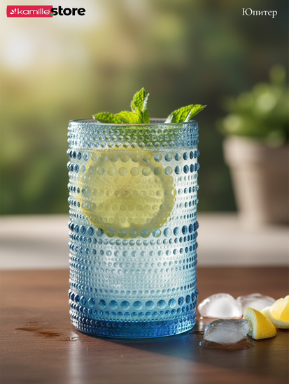 Набор стаканов 400 мл. 6 шт., стекло с фактурным орнаментом, коллекция Юпитер