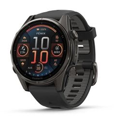 Умные часы Garmin Fenix 8, 43 мм, AMOLED, Sapphire Carbon Gray DLC Titanium with black/pebble gray silicone band