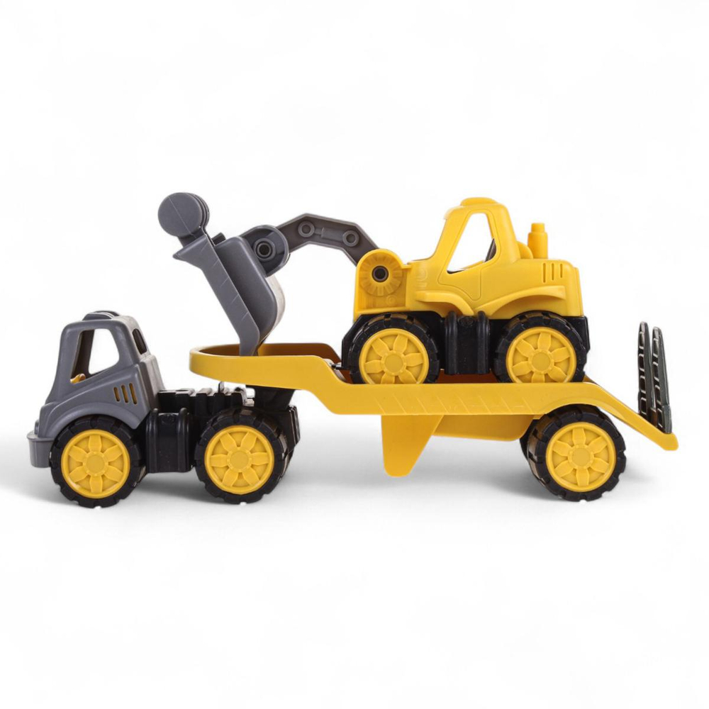 Пластмассовая игрушечная машина Toy Bibib "Эвакуатор с трактором", упакет полиэт.сетка