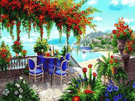 Гобеленовая картина "D. РИВЬЕРА РАНДЕВУ" в багетной раме, Россия.