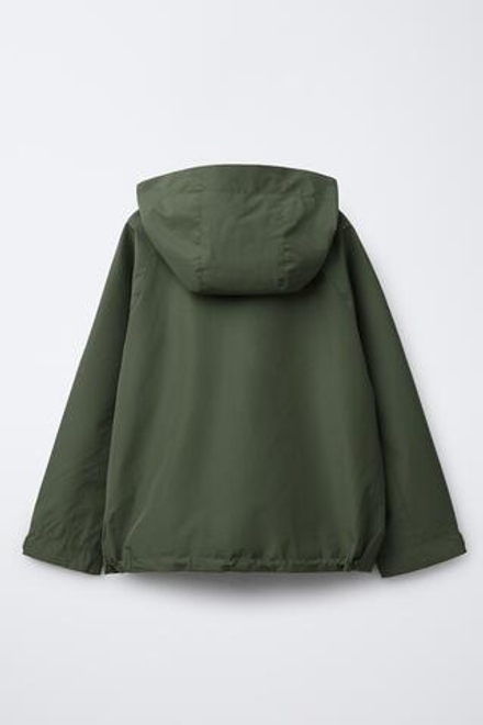 ZARA ЛЕГКАЯ КУРТКА С КАПЮШОНОМ WATER REPELLENT, ЗЕЛЕНЫЙ