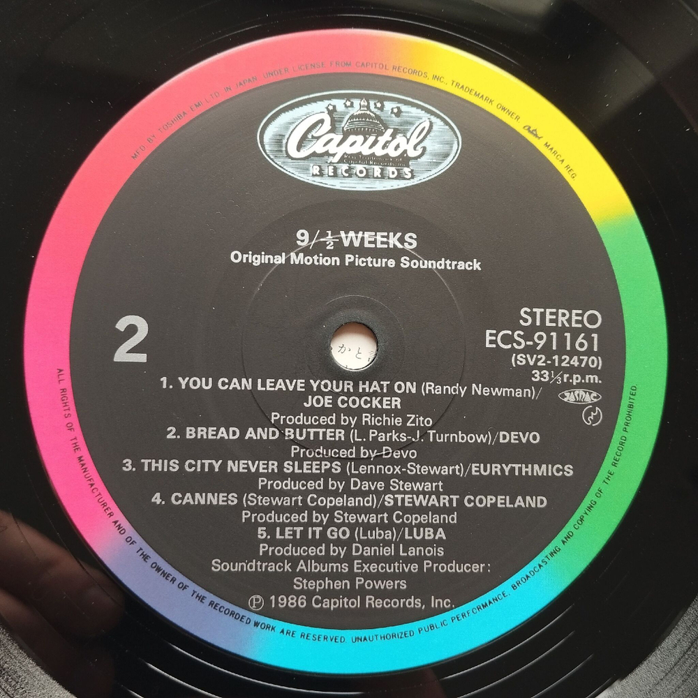Винтажная виниловая пластинка LP 9 1/2 Weeks Девять С Половиной Недель Motion Picture Soundtrack (Japan 1986) (No Obi)
