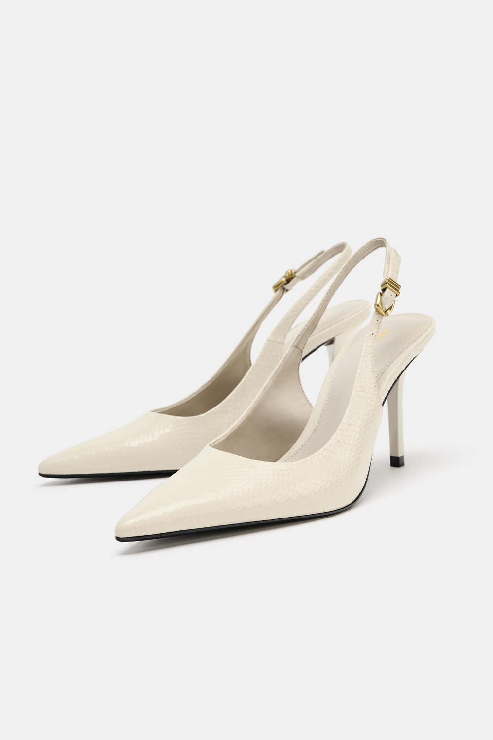 ZARA ТУФЛИ-МЮЛИ С РЕЛЬЕФНЫМ УЗОРОМ, ЭКРЮ