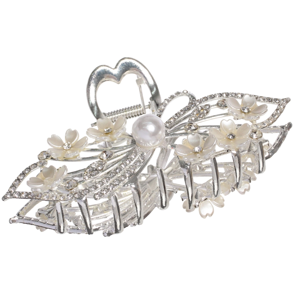 Заколка - краб для волос на блистере «LAVITA», листики, цвет серебро и золото, 11*5,5см