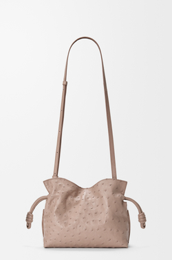 Loewe Мини-клатч Flamenco из страусиной кожи, серо-коричневый