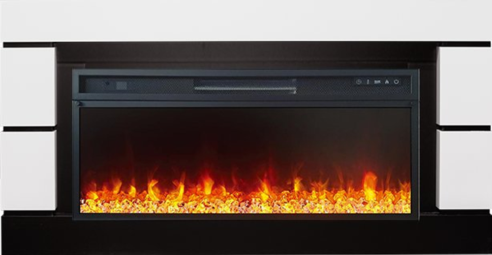 Каминокомплект Modern 42 - Белый с черным (Ширина 1395 мм) с очагом Vision 42 LED