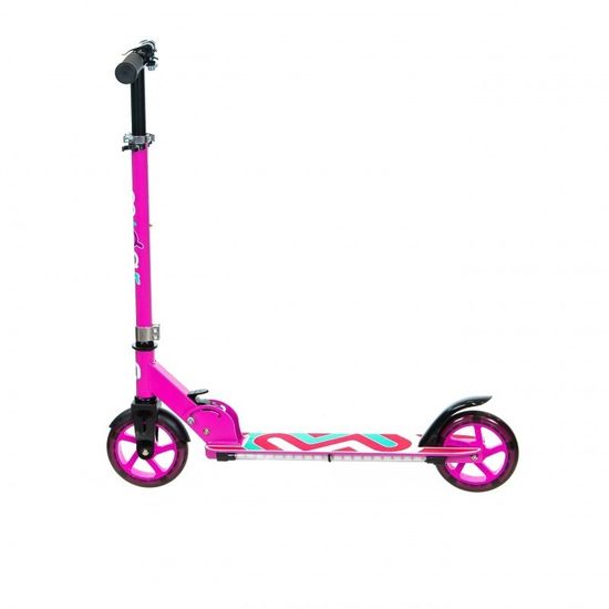 Складной двухколёсный самокат со светящимися колёсами и платформой Micar Flash 145 розовый