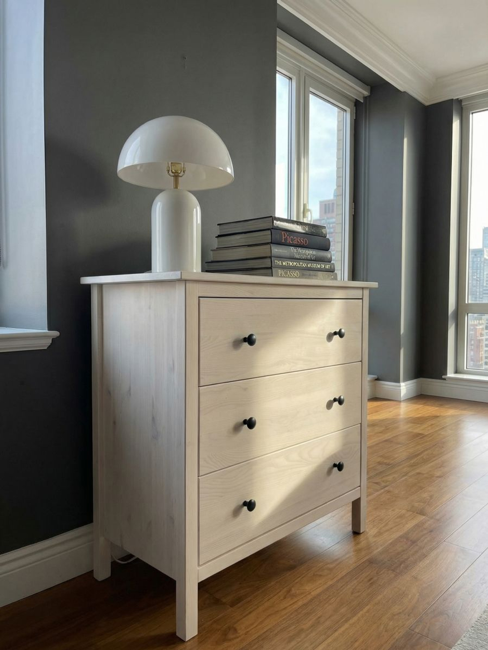 Комод, 78х38х80, Хермес, белый, с 3 ящиками, комод на ножках для одежды и игрушек, из массива дерева, IKEA