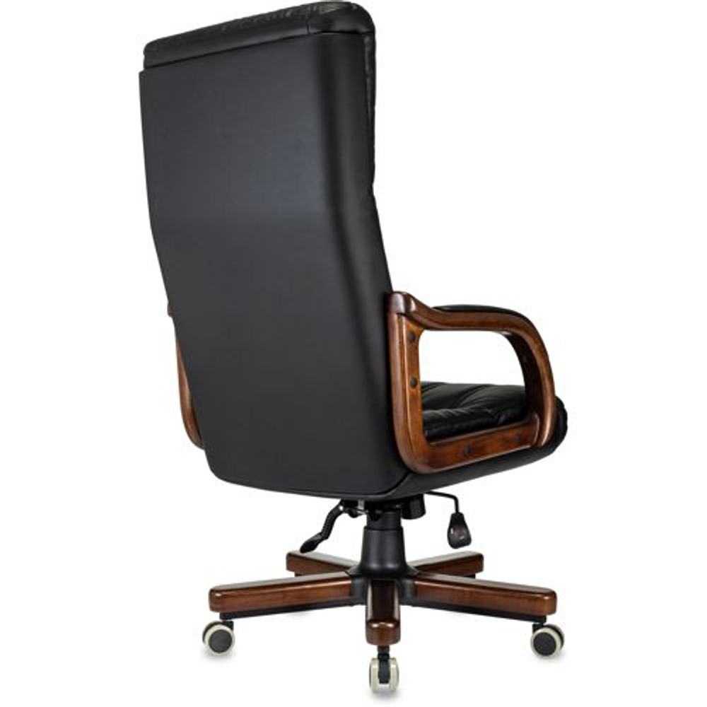 Кресло руководителя Бюрократ T-9932WALNUT/B, Кожа, Черная
