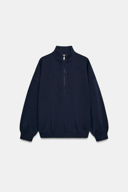 ZARA ТОЛСТОВКА ОВЕРСАЙЗ НА МОЛНИИ, МОРСКОЙ СИНИЙ