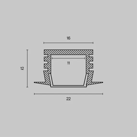 Алюминиевый профиль встраиваемый с накладным фланцем 22x12 (Серебро, 2 м), ALM006S-2M Led Strip alm006s-2m