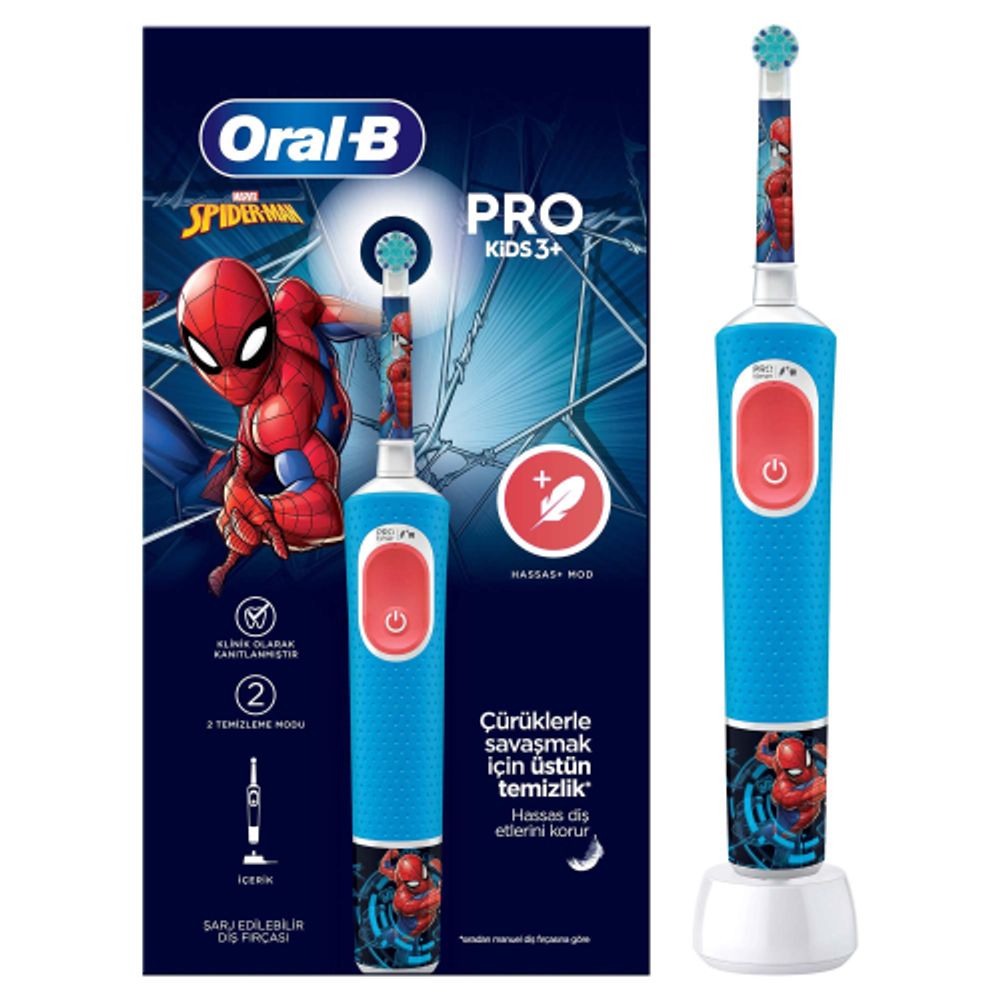 Электрическая зубная щетка ORAL-B Vitality Pro Kids D103 Spider-man 2 режима тип 3708