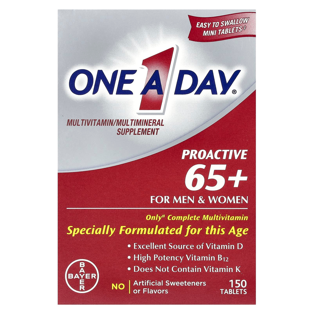 One-A-Day, Proactive 65+ для мужчин и женщин, мультивитаминная / мультиминеральная добавка, 150 таблеток