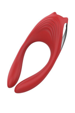 Красное эрекционное кольцо EROS с пультом ДУ (Цвет: красный)