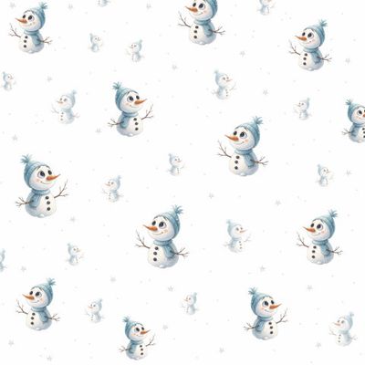 Снеговики и звёздочки на белом