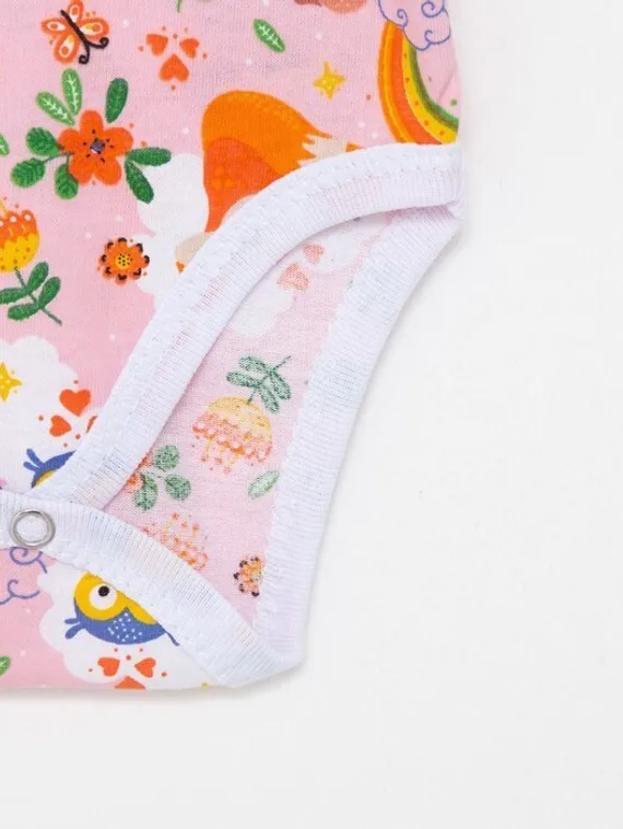 Боди детское, цвет розовый/звери, рост 68 см