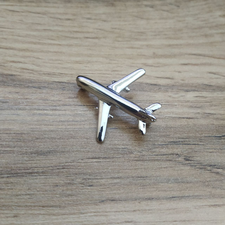 Брошь Самолет металл серебристый