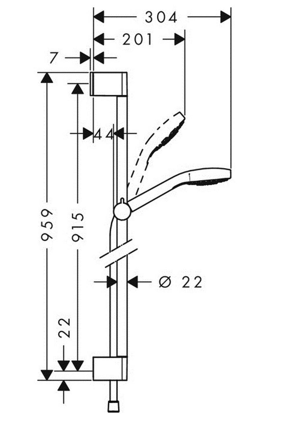 Душевой набор Hansgrohe 26570400 Croma Select S Multi 0.9 м