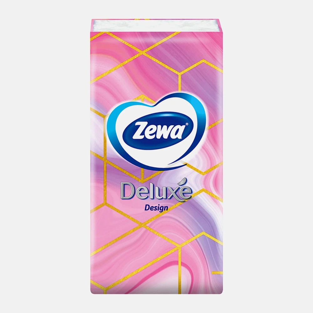 Платочки бумажные носовые Zewa Deluxe Design 3 слоя 10шт в ассортименте