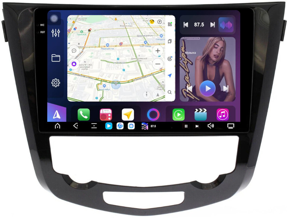 Магнитола для Nissan X-Trail T32, Qashqai J11 2014-2022 (климат, рамка большая) - FarCar XXL665M монитор 10.36" 2K QLED на Android 14, TS20, 8+256Гб, CarPlay, 4G SIM-слот