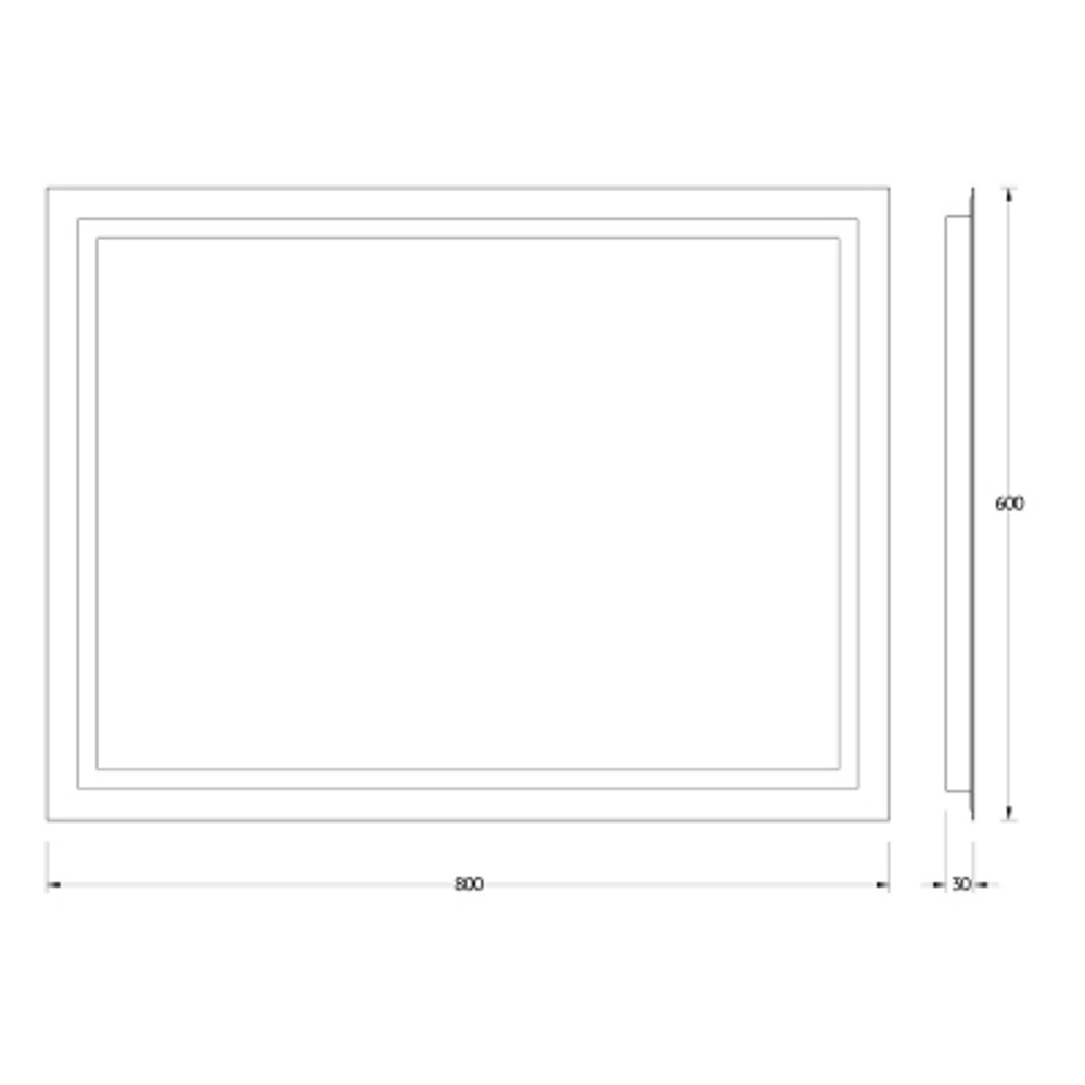 Зеркало Evoform со встроенным LED-светильником 24 W 80х60 см Без выключателя
