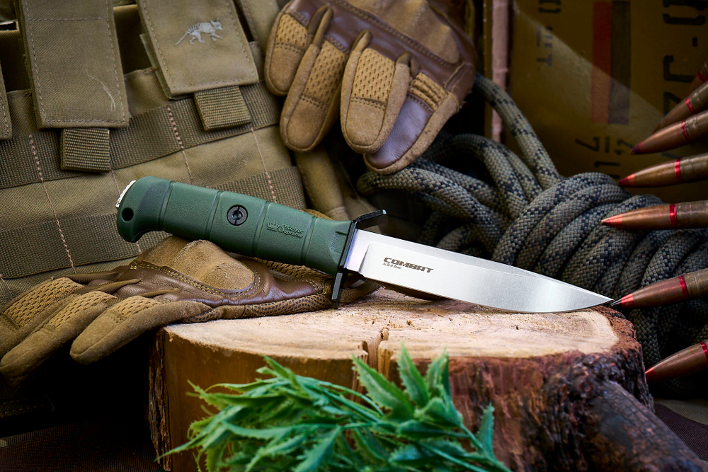 Тактический нож Combat AUS-8 StoneWash Olive