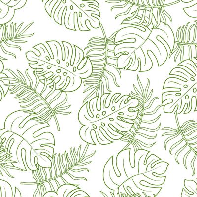 Силуэты пальмовых листьев на белом фоне.