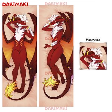 Дакимакура фурри Красный Дракон арт. 0678
