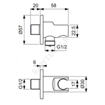 Подключение для душевого шланга с держателем лейки 1/2" IDEALRAIN Ideal Standard BC807GN