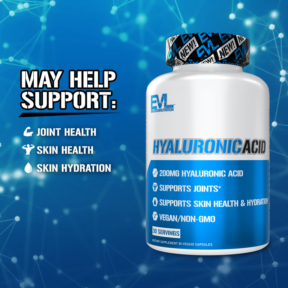 EVLution Nutrition, Гиалуроновая кислота, 200 мг, 30 растительных капсул