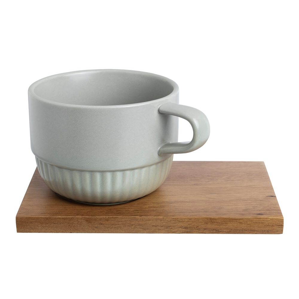 Чайный набор чашка 250мл на подставке из акации 15*9,5*1см "Flomik"